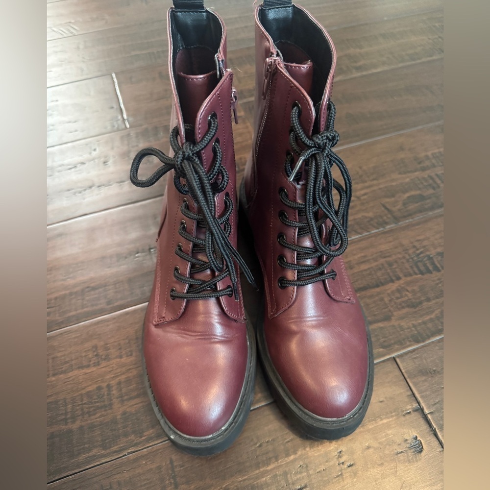 Steve Madden moto burgundy combat utility grunge 90’s lug boot size 8 - Picture 9 of 9